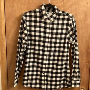 Amazon essentials black and white checker board flannel shirt slim fit